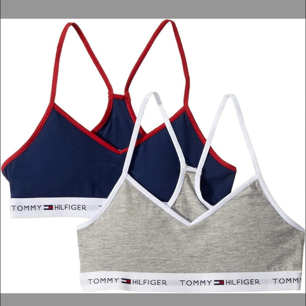 NWT Tommy Hilfiger Girls'  Sports Bra (Pack of 2), Racerback Straps